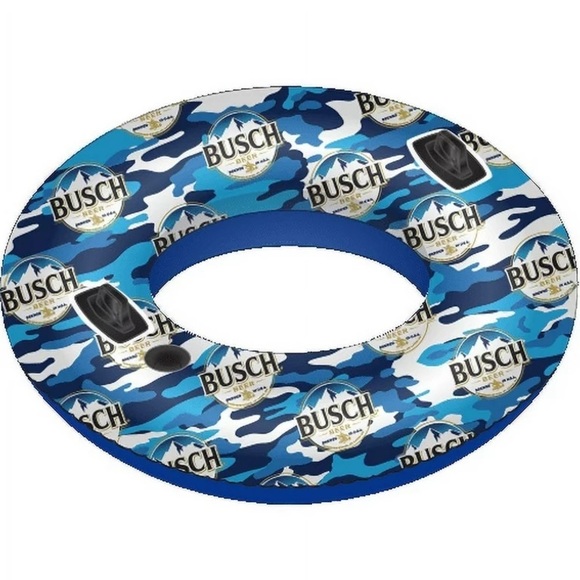 🎠 New Busch Inflatable Swim Tube Ring Float Built-in Handles and Cup Holder - Picture 5 of 10